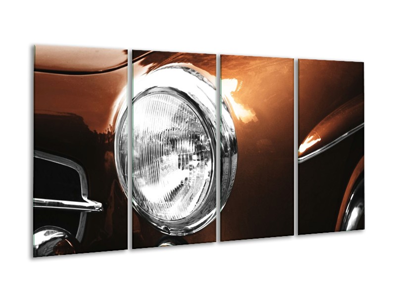 Glas schilderij Auto | Bruin, Wit, Zilver | 160x80cm 4Luik