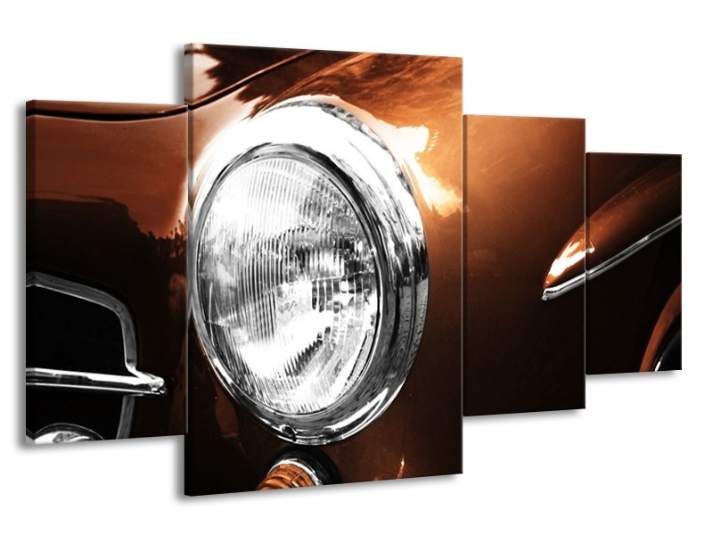 Glas schilderij Auto | Bruin, Wit, Zilver | 160x90cm 4Luik