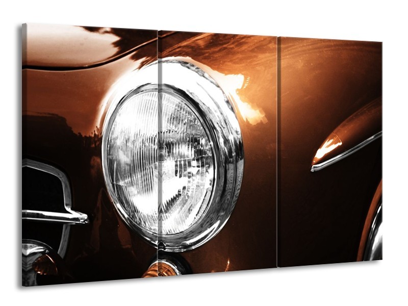 Canvas schilderij Auto | Bruin, Wit, Zilver | 165x100cm 3Luik