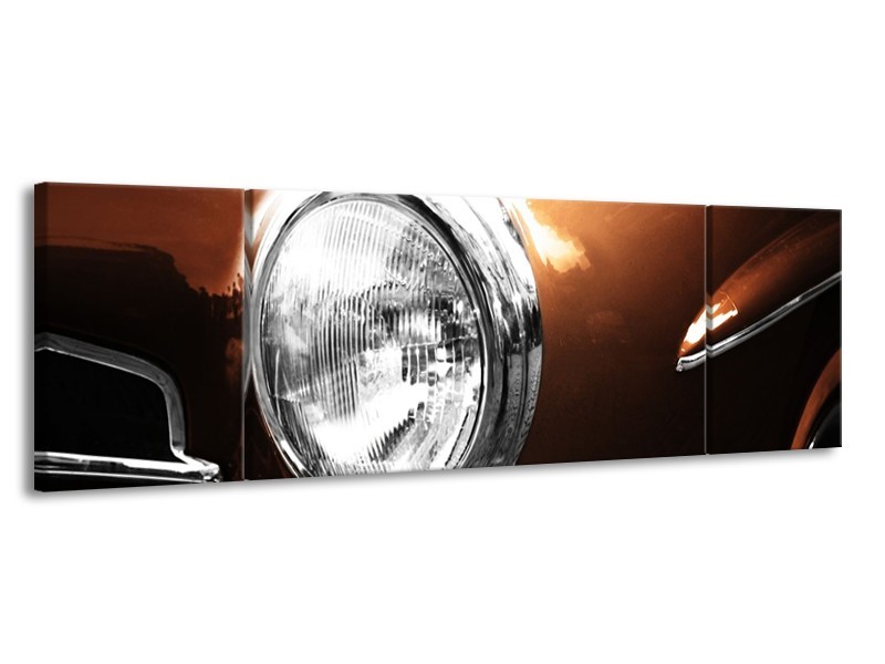 Glas schilderij Auto | Bruin, Wit, Zilver | 170x50cm 3Luik
