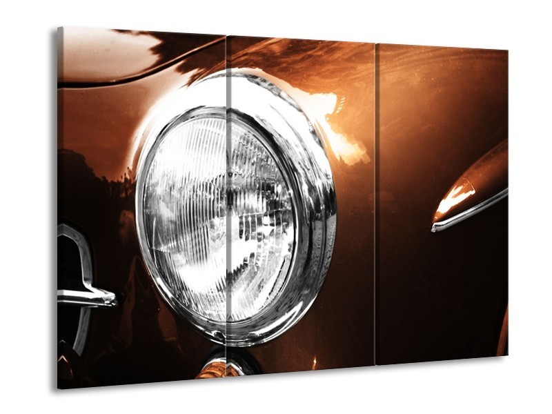Glas schilderij Auto | Bruin, Wit, Zilver | 90x60cm 3Luik