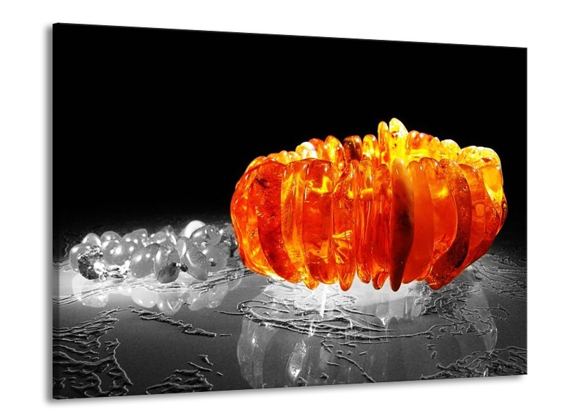 Canvas schilderij Macro | Zwart, Grijs, Oranje | 100x70cm 1Luik