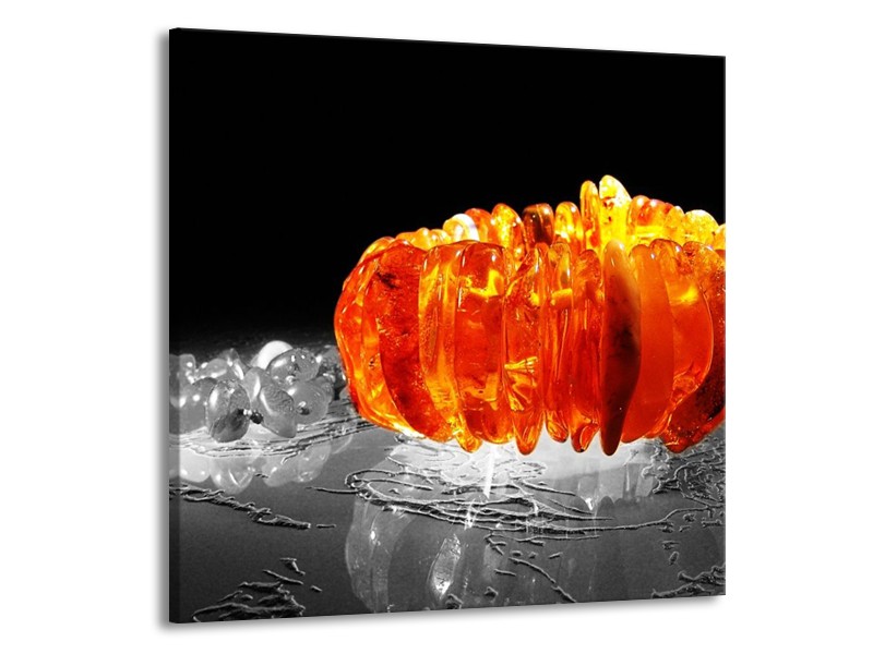 Glas schilderij Macro | Zwart, Grijs, Oranje | 70x70cm 1Luik