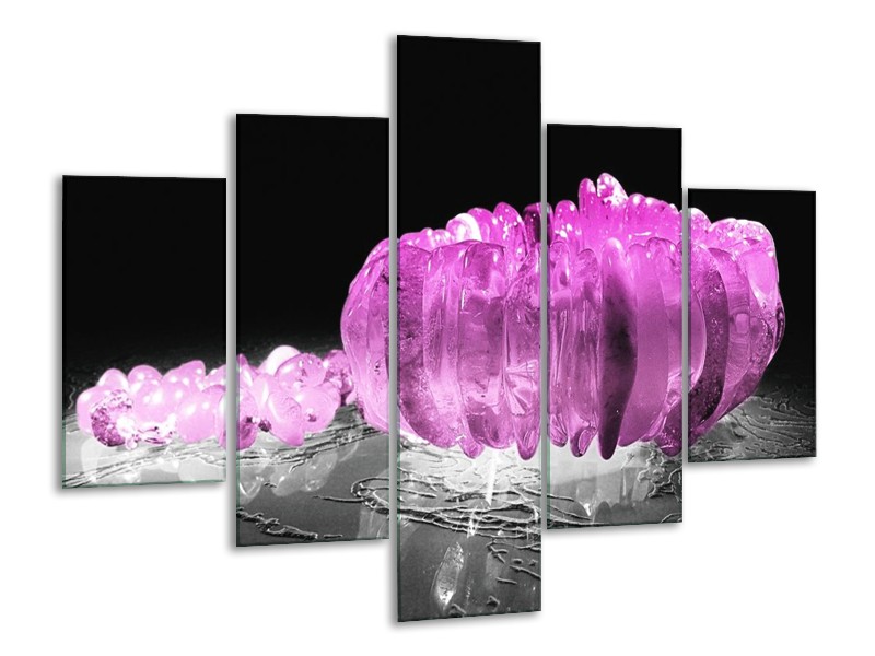 Canvas schilderij Macro | Zwart, Grijs, Paars | 100x70cm 5Luik