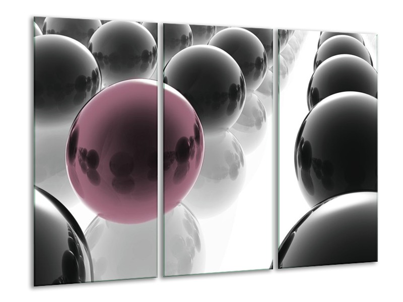 Canvas schilderij Ballen | Zwart, Wit, Bruin | 120x80cm 3Luik