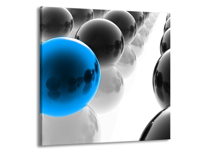 Glas schilderij Ballen | Zwart, Wit, Blauw | 50x50cm 1Luik