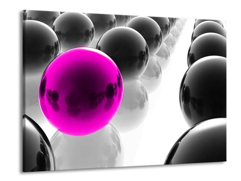 Glas schilderij Ballen | Zwart, Wit, Roze | 100x70cm 1Luik
