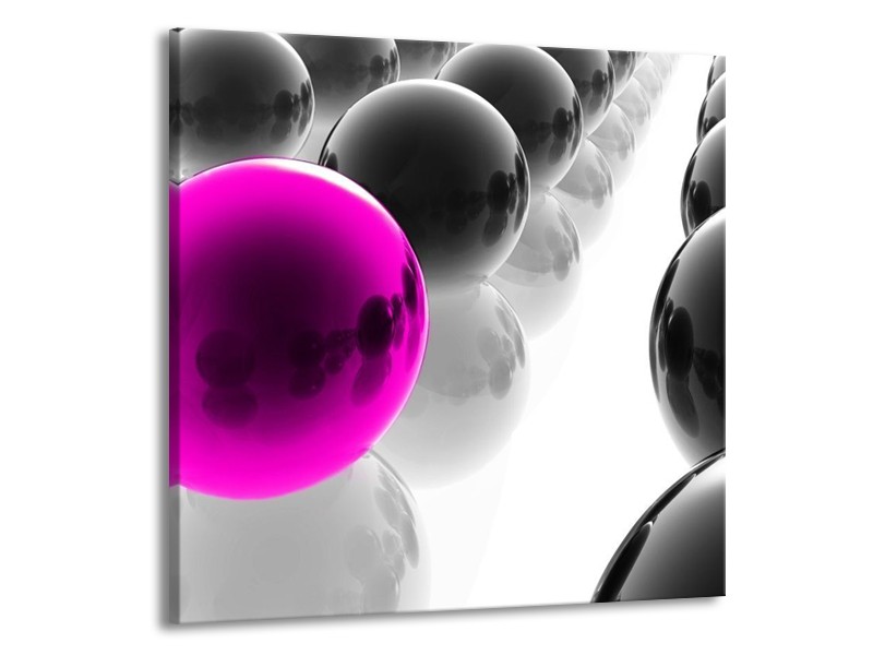 Canvas schilderij Ballen | Zwart, Wit, Roze | 50x50cm 1Luik