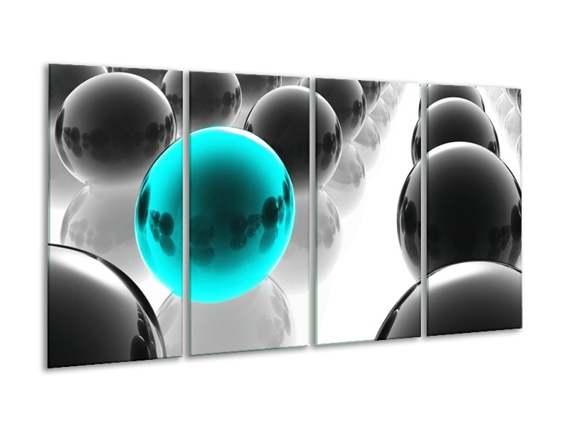 Glas schilderij Ballen | Zwart, Wit, Blauw | 160x80cm 4Luik