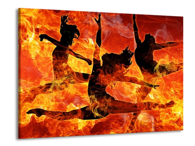 Canvas schilderij Dansen | Zwart, Oranje, Geel | 100x70cm 1Luik