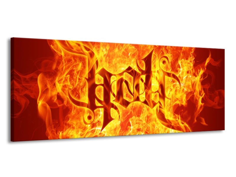 Canvas schilderij Vuur | Zwart, Oranje, Geel | 145x58cm 1Luik