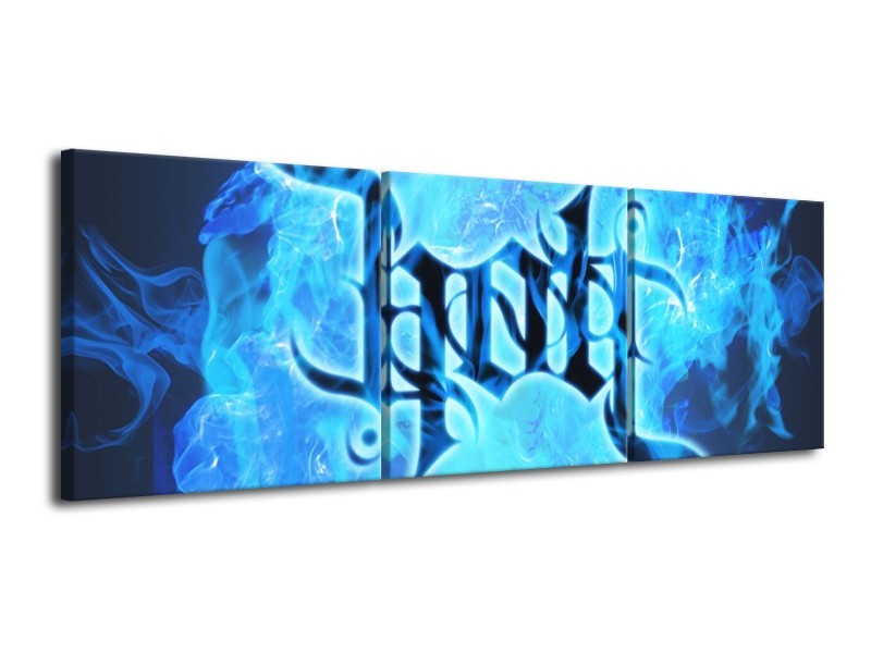 Canvas schilderij Vuur | Zwart, Blauw | 120x40cm 3Luik