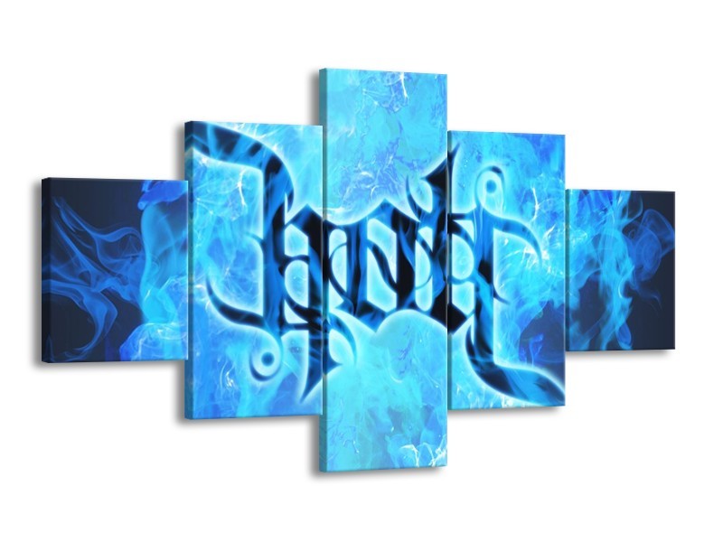 Canvas schilderij Vuur | Zwart, Blauw | 125x70cm 5Luik