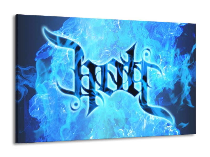 Canvas schilderij Vuur | Zwart, Blauw | 140x90cm 1Luik