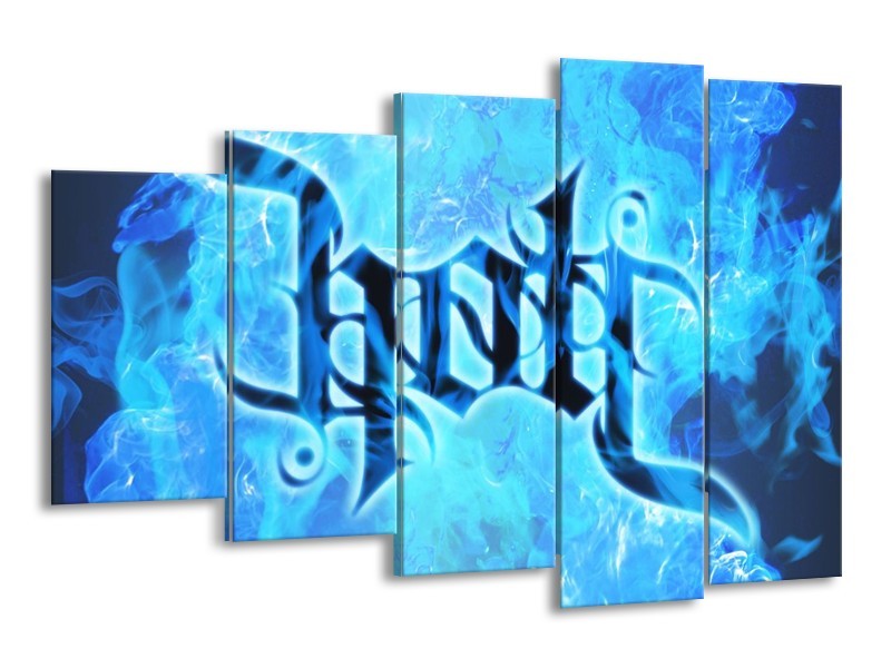 Canvas schilderij Vuur | Zwart, Blauw | 150x100cm 5Luik
