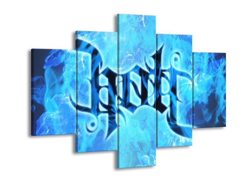 Canvas schilderij Vuur | Zwart, Blauw | 150x105cm 5Luik