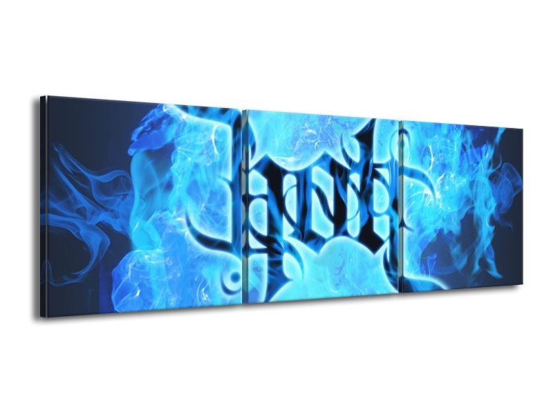 Canvas schilderij Vuur | Zwart, Blauw | 150x50cm 3Luik
