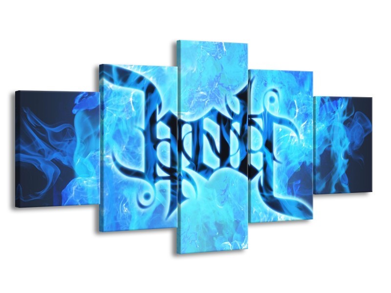 Canvas schilderij Vuur | Zwart, Blauw | 150x80cm 5Luik