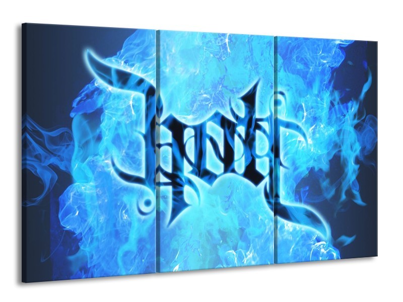 Canvas schilderij Vuur | Zwart, Blauw | 165x100cm 3Luik