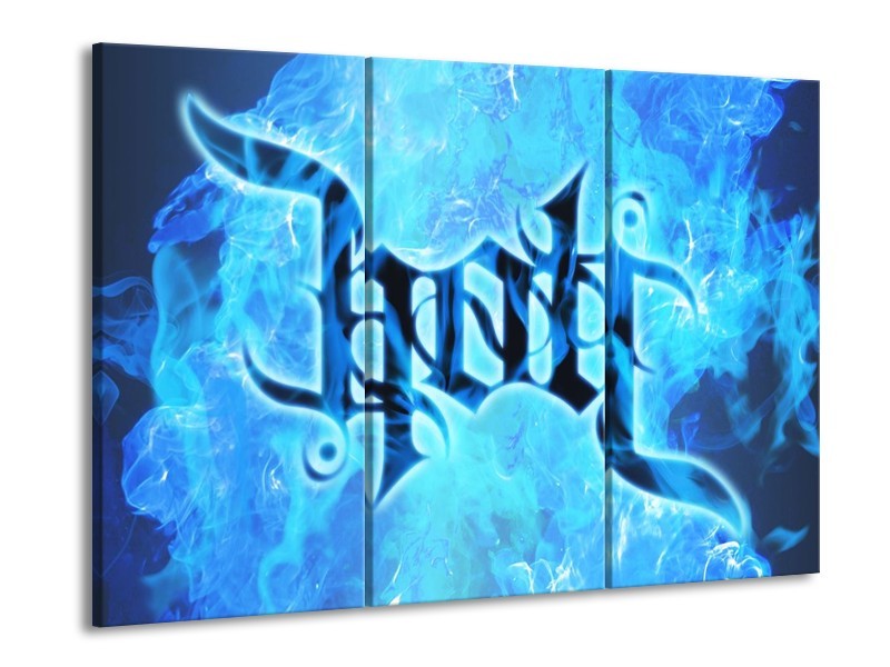 Canvas schilderij Vuur | Zwart, Blauw | 90x60cm 3Luik
