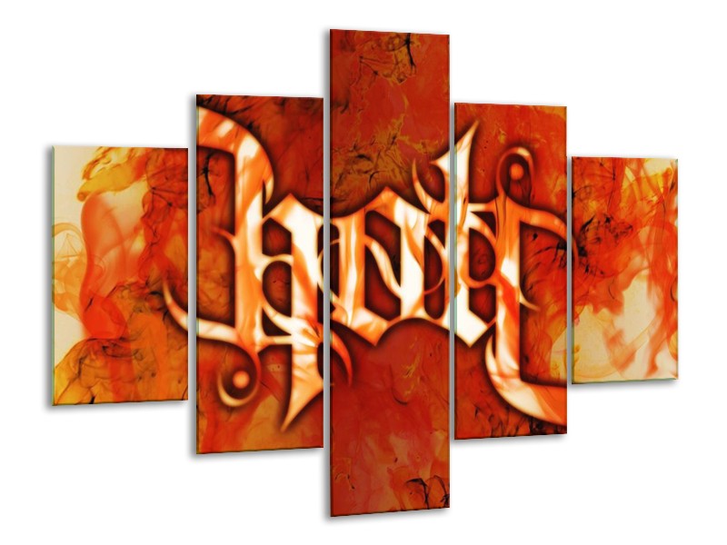Canvas schilderij Vuur | Zwart, Oranje, Geel | 100x70cm 5Luik