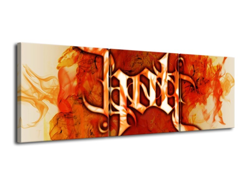 Canvas schilderij Vuur | Zwart, Oranje, Geel | 120x40cm 3Luik