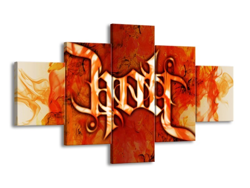 Canvas schilderij Vuur | Zwart, Oranje, Geel | 125x70cm 5Luik
