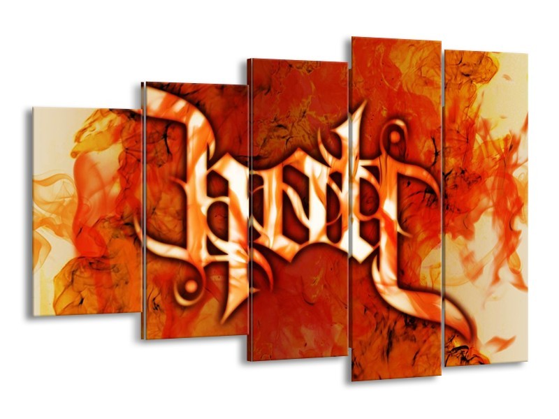 Canvas schilderij Vuur | Zwart, Oranje, Geel | 150x100cm 5Luik