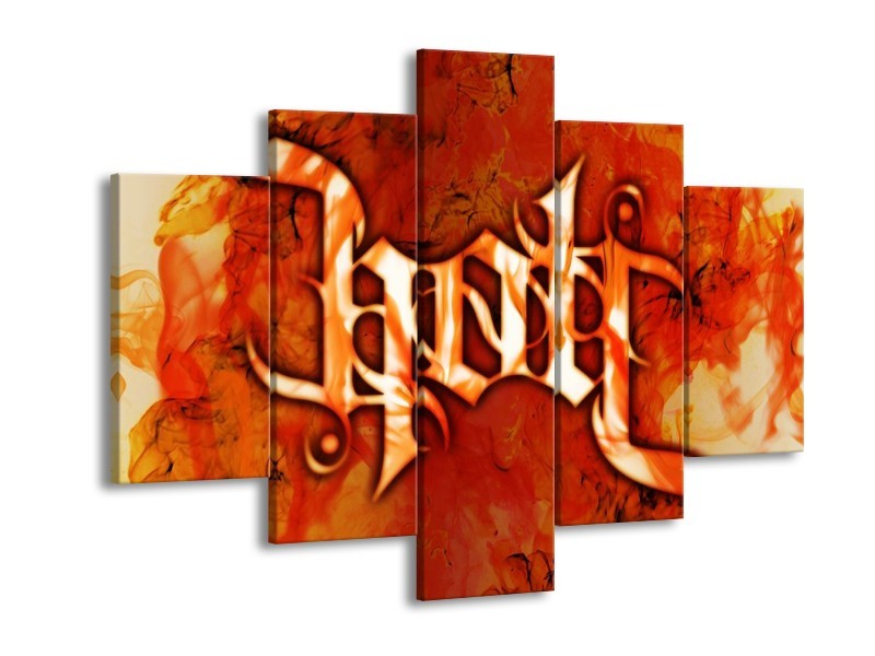 Canvas schilderij Vuur | Zwart, Oranje, Geel | 150x105cm 5Luik