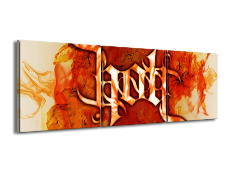 Canvas schilderij Vuur | Zwart, Oranje, Geel | 150x50cm 3Luik