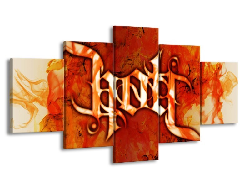 Canvas schilderij Vuur | Zwart, Oranje, Geel | 150x80cm 5Luik