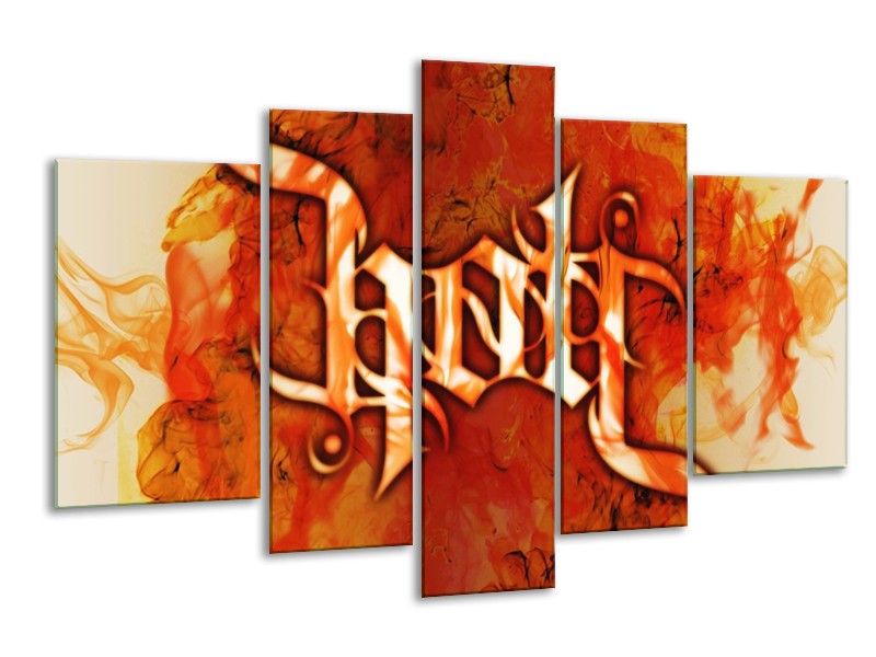 Canvas schilderij Vuur | Zwart, Oranje, Geel | 170x100cm 5Luik