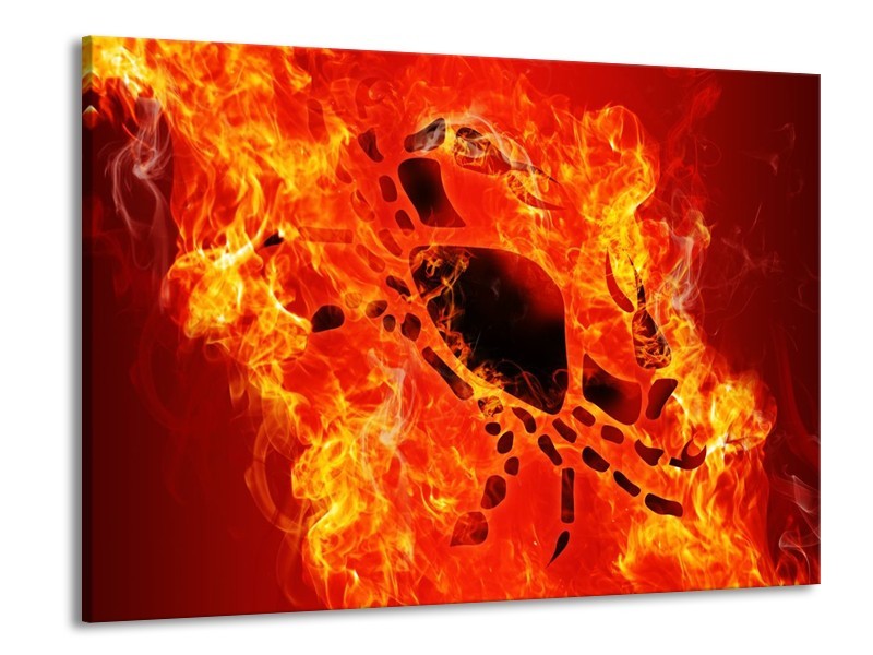 Canvas schilderij Vuur | Zwart, Oranje, Geel | 100x70cm 1Luik