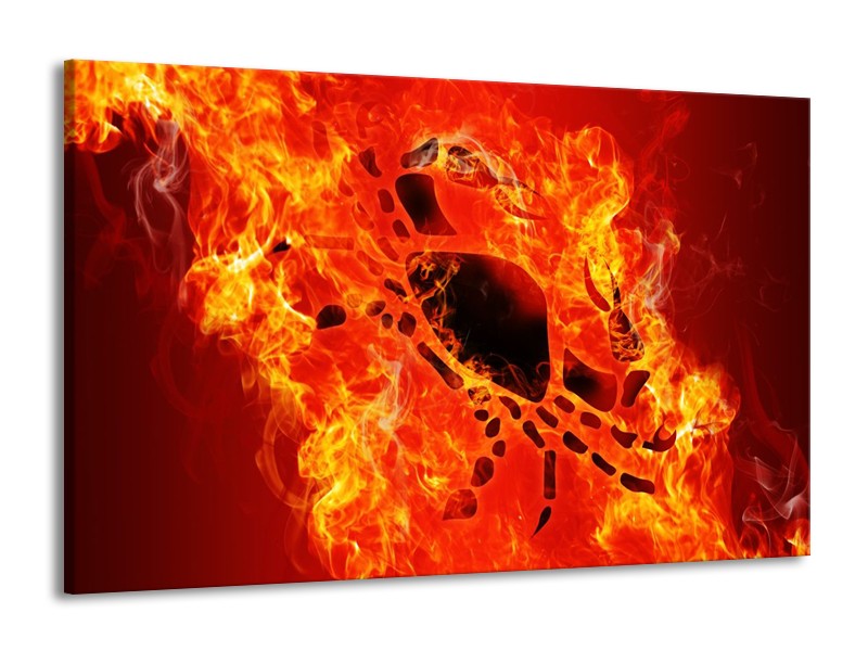 Canvas schilderij Vuur | Zwart, Oranje, Geel | 140x90cm 1Luik
