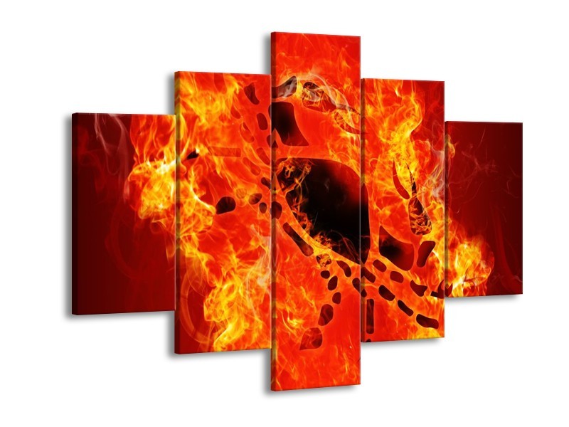 Canvas schilderij Vuur | Zwart, Oranje, Geel | 150x105cm 5Luik