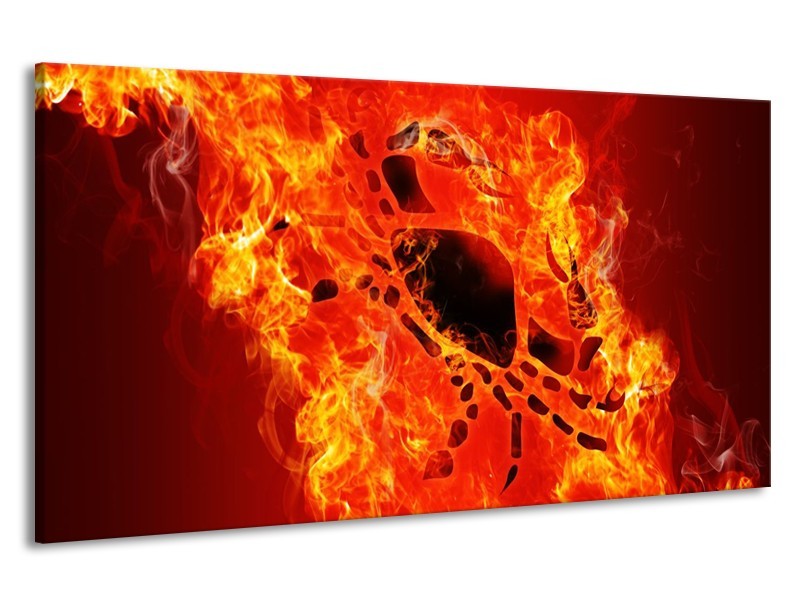 Canvas schilderij Vuur | Zwart, Oranje, Geel | 190x100cm 1Luik