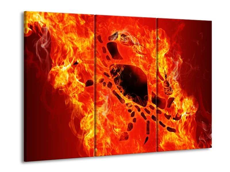 Canvas schilderij Vuur | Zwart, Oranje, Geel | 90x60cm 3Luik