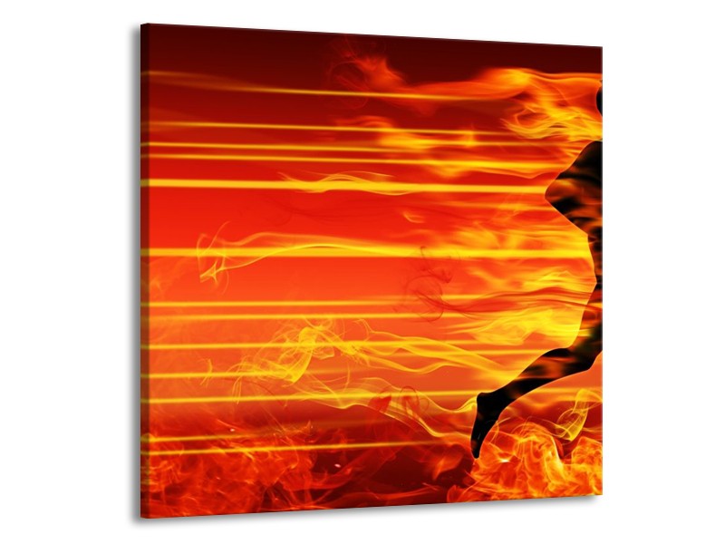 Canvas schilderij Vuur | Zwart, Oranje, Geel | 50x50cm 1Luik