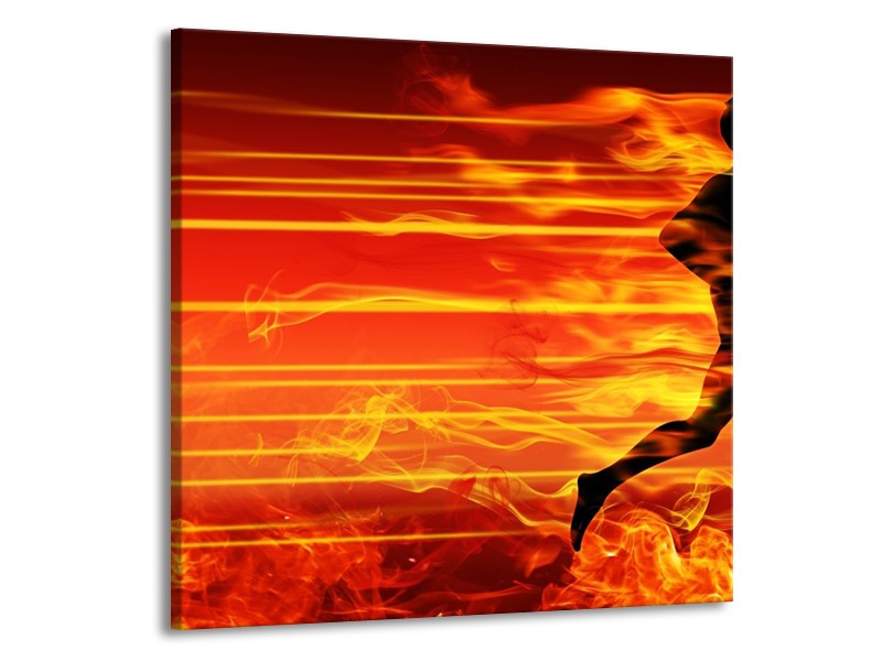 Canvas schilderij Vuur | Zwart, Oranje, Geel | 70x70cm 1Luik