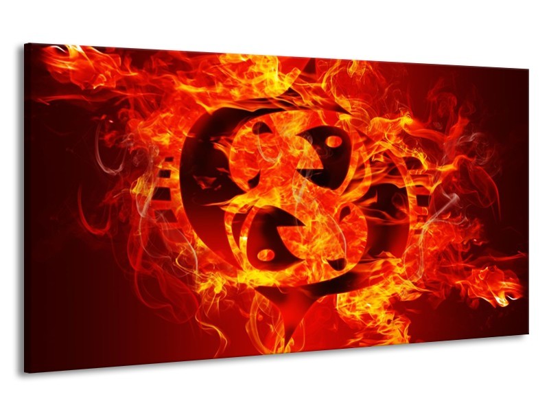 Canvas schilderij Vuur | Zwart, Oranje, Geel | 190x100cm 1Luik