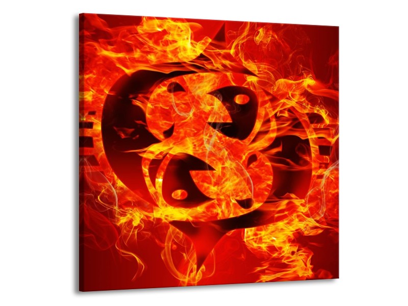 Canvas schilderij Vuur | Zwart, Oranje, Geel | 70x70cm 1Luik