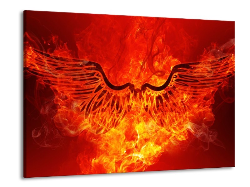 Canvas schilderij Vuur | Zwart, Oranje, Geel | 100x70cm 1Luik