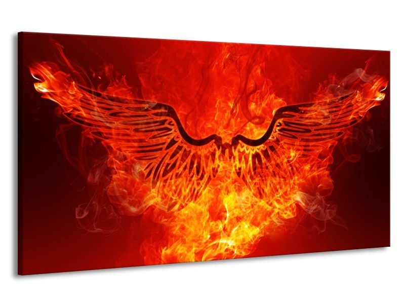 Canvas schilderij Vuur | Zwart, Oranje, Geel | 190x100cm 1Luik