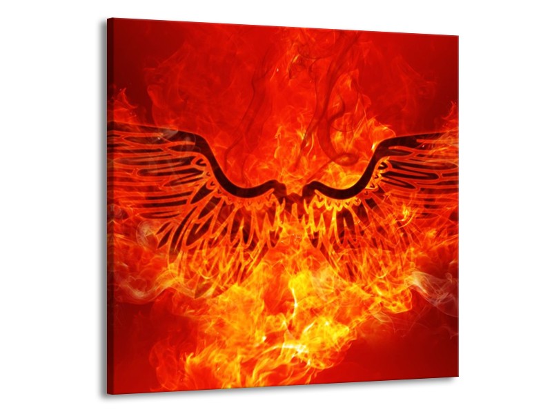 Canvas schilderij Vuur | Zwart, Oranje, Geel | 70x70cm 1Luik