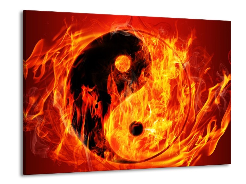 Canvas schilderij Vuur | Zwart, Oranje, Geel | 100x70cm 1Luik