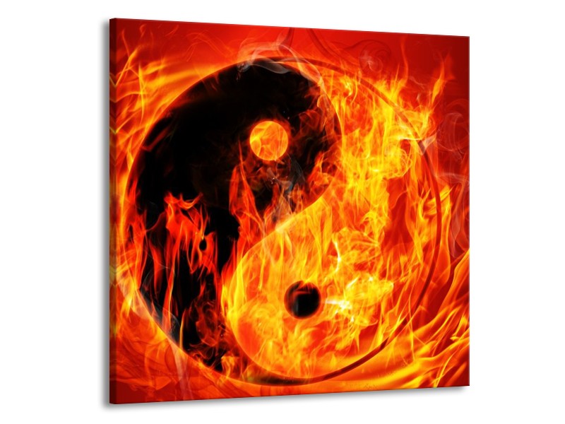 Canvas schilderij Vuur | Zwart, Oranje, Geel | 50x50cm 1Luik