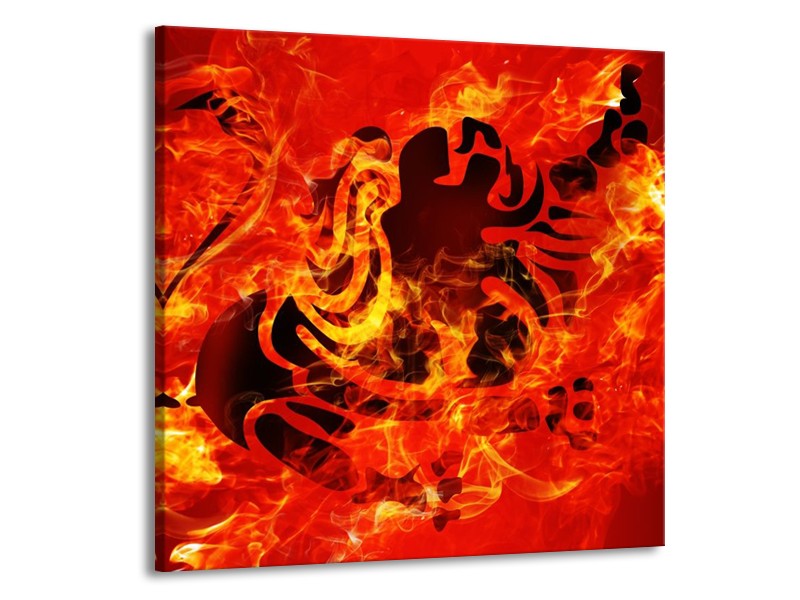 Canvas schilderij Vuur | Zwart, Oranje, Geel | 50x50cm 1Luik