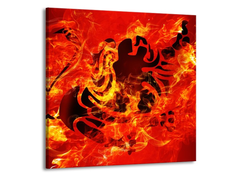 Canvas schilderij Vuur | Zwart, Oranje, Geel | 70x70cm 1Luik