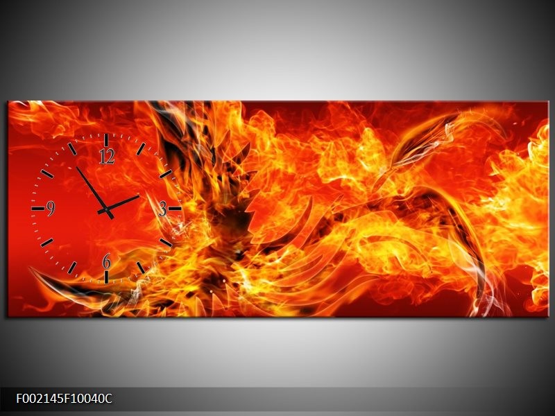 Klok schilderij Vuur | Oranje, Rood | 100x40cm 1Luik