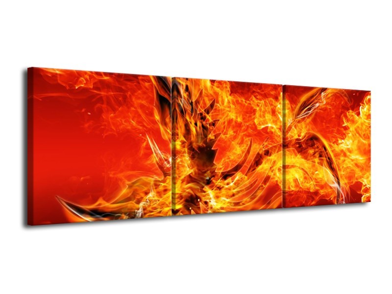 Canvas schilderij Vuur | Oranje, Rood | 120x40cm 3Luik